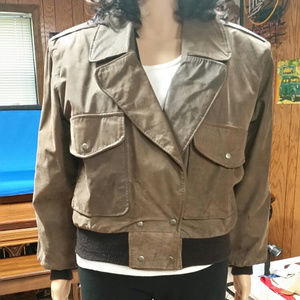Phoenix distressed leather bomber jacket. Size M